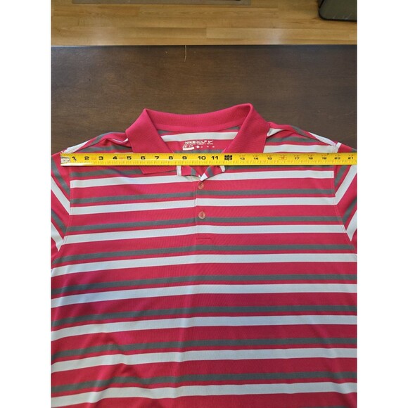 Mens Nike Golf Performance Dri Fit Hot Pink Grey Striped Polo Shirt XL Swoosh - Picture 9 of 9